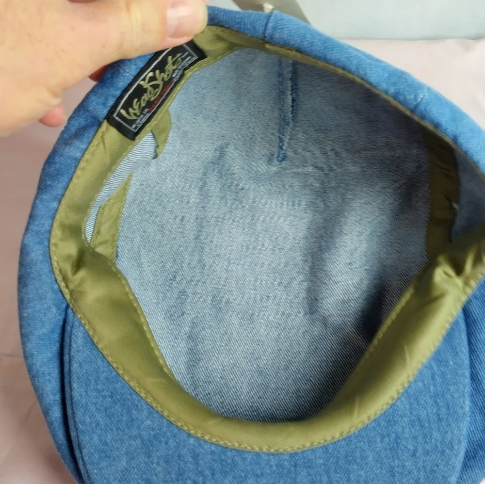 Vtg Denim Paperboy Hat By  Head Shots Medium 7 1/8 - 7 1/4 Kmart New Old Stock